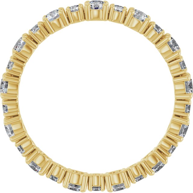1 1/5 ctw Lab-Grown Diamond Alternating Round Eternity Band with Bezel Accents in 14K Yellow Gold