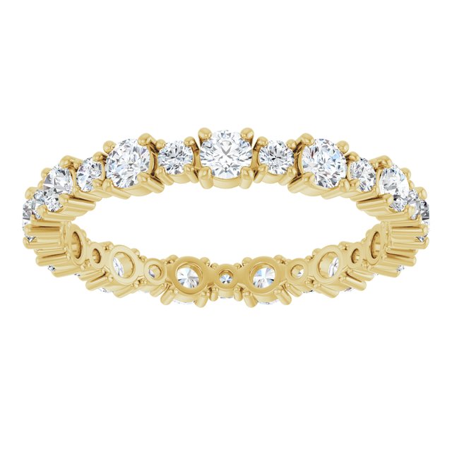 1 1/5 ctw Lab-Grown Diamond Alternating Round Eternity Band with Bezel Accents in 14K Yellow Gold