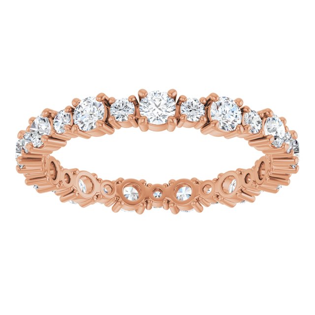 1 1/5 ctw Lab-Grown Diamond Alternating Round Eternity Band with Bezel Accents in 14K Rose Gold