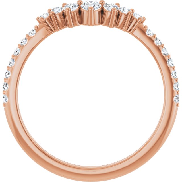 Natural Diamond Round Graduated Diamond Chevron Contour Wedding Band in 14K Rose Gold