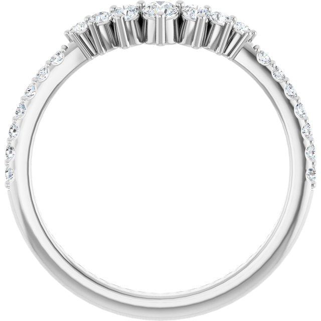 Natural Diamond Round Graduated Diamond Chevron Contour Wedding Band in 14K White Gold