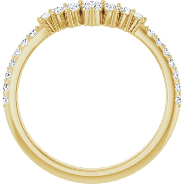 Natural Diamond Round Graduated Diamond Chevron Contour Wedding Band in 14K Yellow Gold