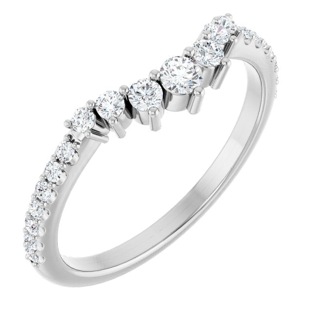 Graduated Diamond Chevron Contour Wedding Band — Platinum