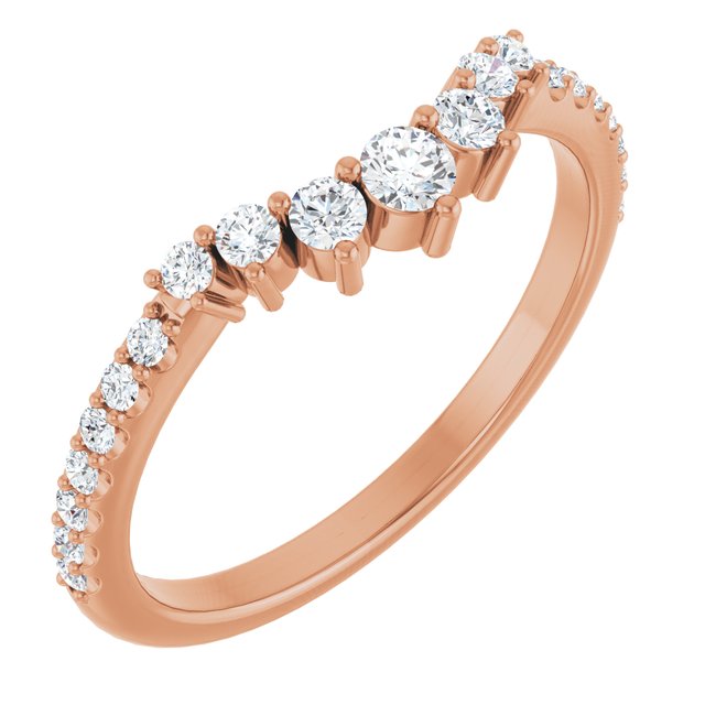 Graduated Diamond Chevron Contour Wedding Band — 14K Rose Gold