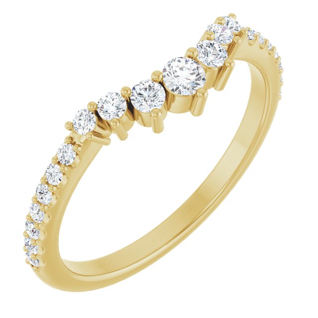 Graduated Diamond Chevron Contour Wedding Band — 14K Yellow Gold