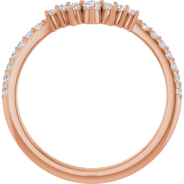 Graduated Diamond Chevron Contour Wedding Band — 14K Rose Gold