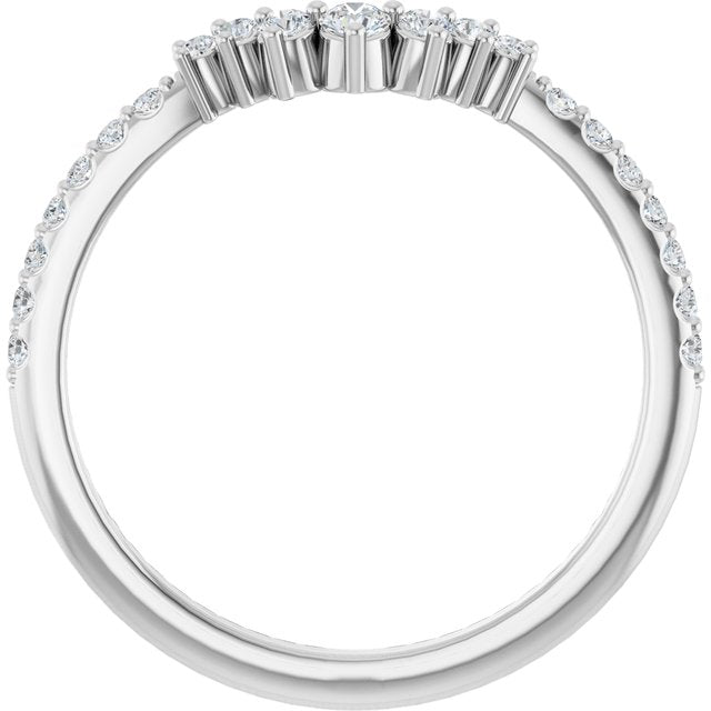 Graduated Diamond Chevron Contour Wedding Band — Platinum