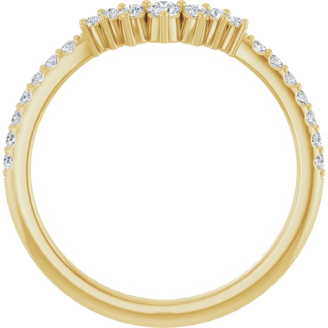 Graduated Diamond Chevron Contour Wedding Band — 14K Yellow Gold