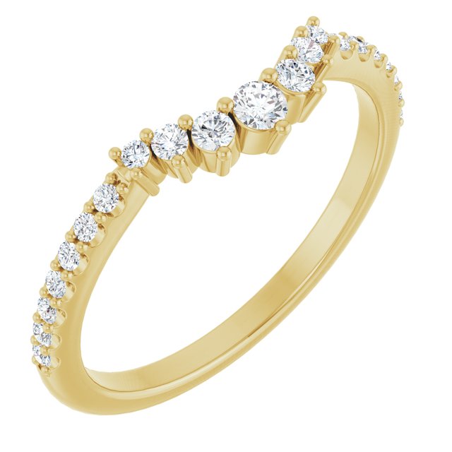 Graduated Diamond Chevron Contour Wedding Band — 14K Yellow Gold