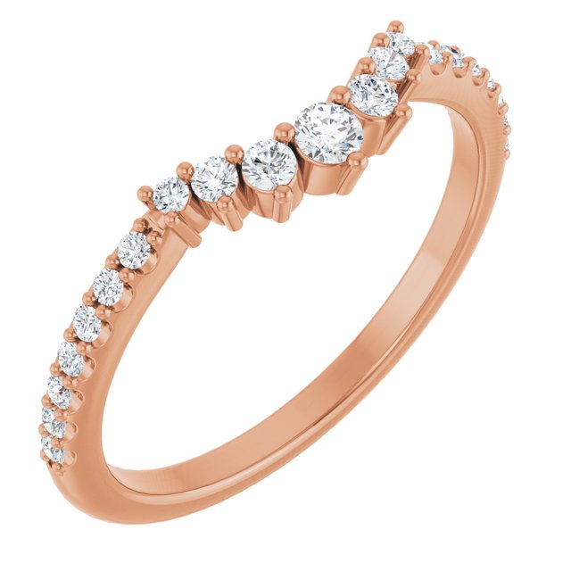 Graduated Diamond Chevron Contour Wedding Band — 14K Rose Gold