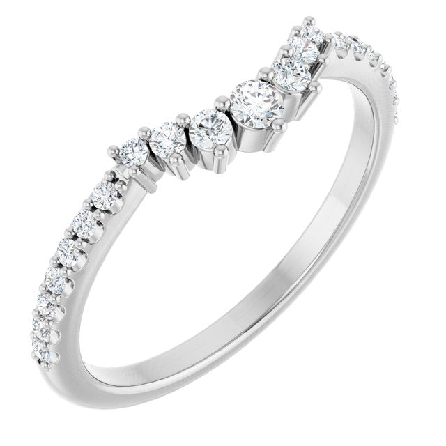 Graduated Diamond Chevron Contour Wedding Band — Platinum