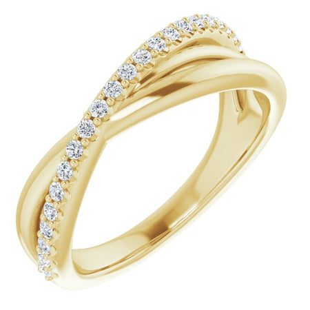 123711 / Ring / Set / 14K Yellow / Natural Diamond / Round / 1.3 Mm / Polished / 1/5 Ctw Natural Diamond Criss-Cross Ring