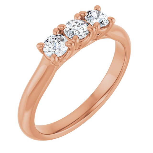Three-Stone Diamond Trellis Anniversary Ring — 14K Rose Gold