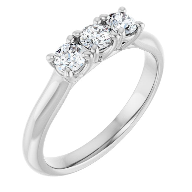 Three-Stone Diamond Trellis Anniversary Ring — 14K White Gold