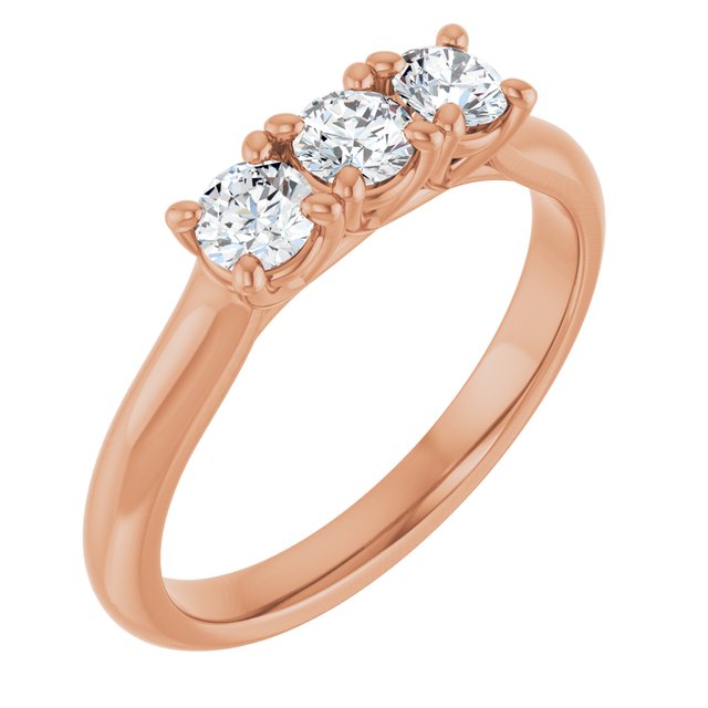 Three-Stone Diamond Trellis Anniversary Ring — 10K Rose Gold