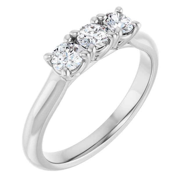 Three-Stone Diamond Trellis Anniversary Ring — 10K White Gold