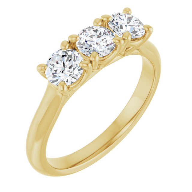 Three-Stone Diamond Trellis Anniversary Ring — 14K Yellow Gold