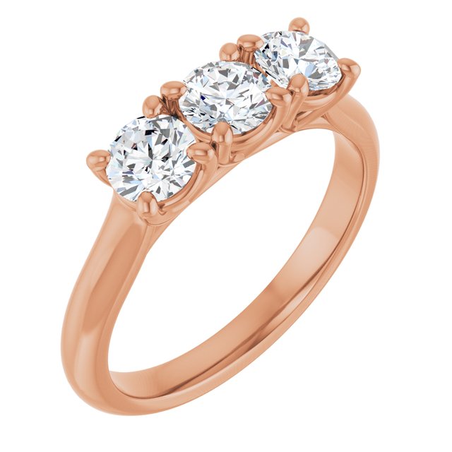 Three-Stone Diamond Trellis Anniversary Ring — 14K Rose Gold