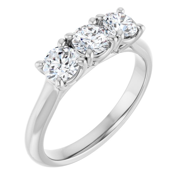 Three-Stone Diamond Trellis Anniversary Ring — Platinum