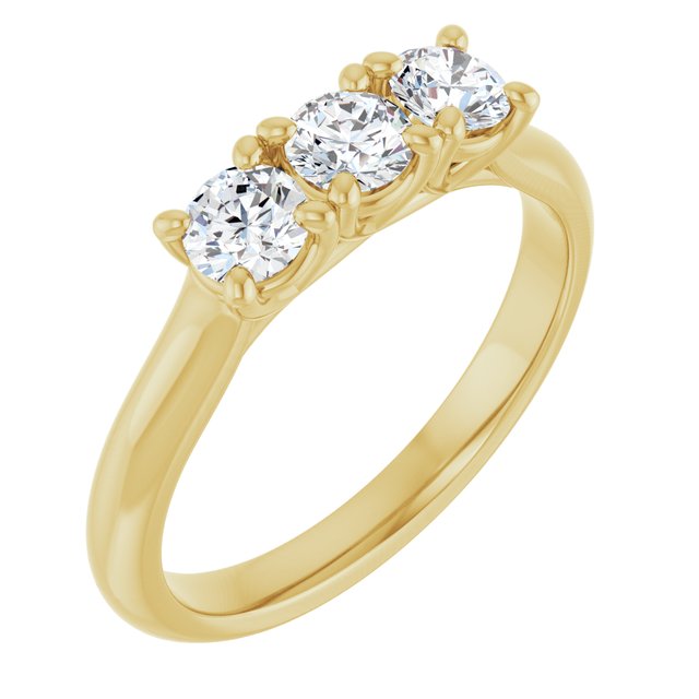 Three-Stone Diamond Trellis Anniversary Ring — 10K Yellow Gold
