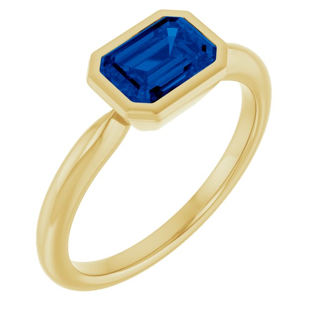Lab-Grown Blue Sapphire | Emerald | 7 x 5mm