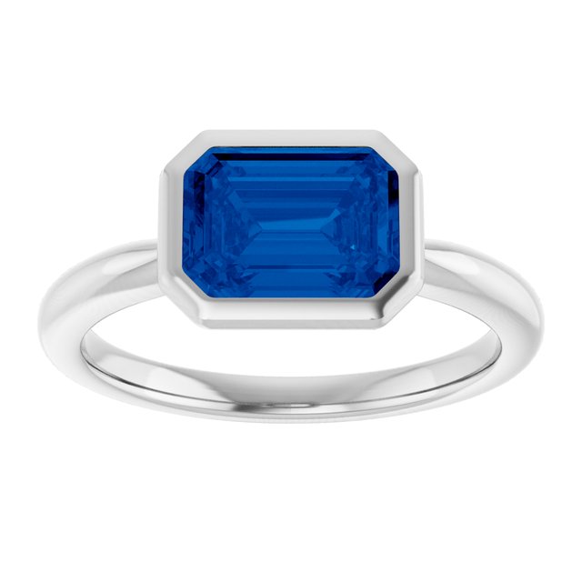 Lab-Grown Blue Sapphire | Emerald | 8 x 6mm