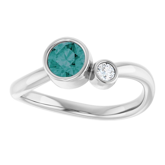 Lab-Grown Alexandrite Round Accented Bezel-Set Ring in Platinum