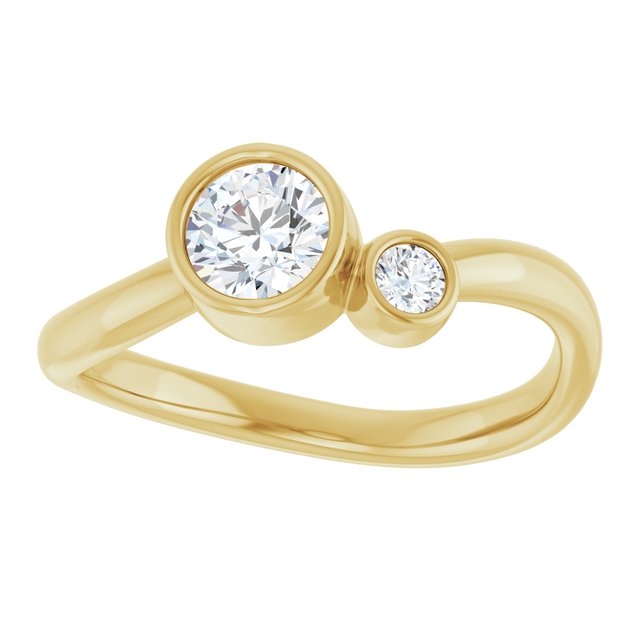 Accented Bezel-Set Diamond Ring — 14K Yellow Gold