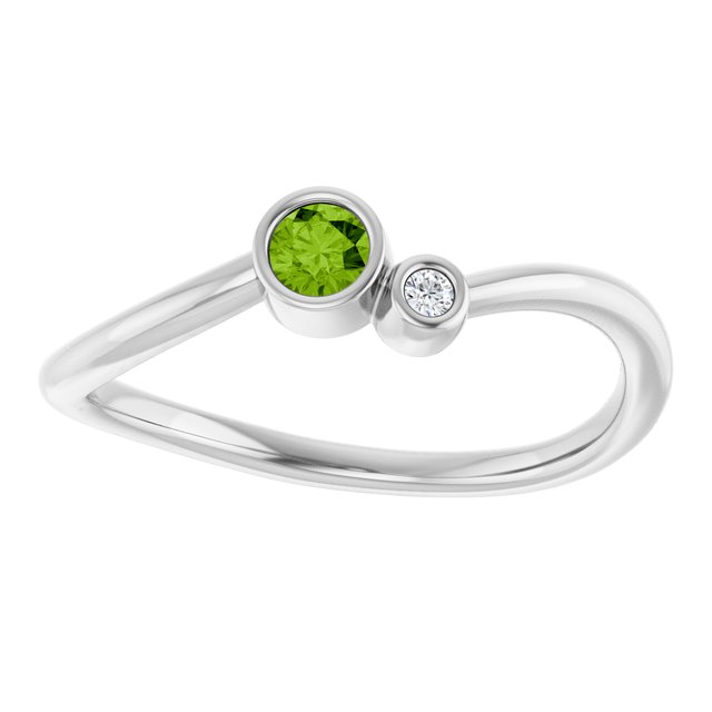 Accented Bezel-Set Gemstone Ring — 14K White Gold