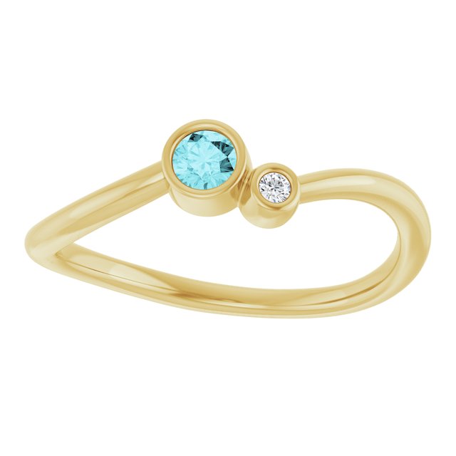 Accented Bezel-Set Gemstone Ring — 14K Yellow Gold