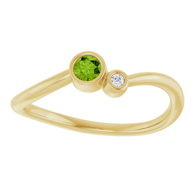Accented Bezel-Set Gemstone Ring — 14K Yellow Gold