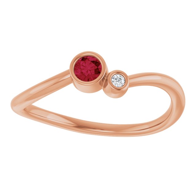 Natural Ruby Round Accented Bezel-Set Ring in 14K Rose Gold