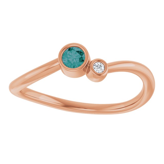 Lab-Grown Alexandrite Round Accented Bezel-Set Ring in 14K Rose Gold