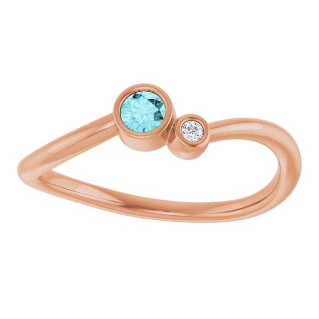 Accented Bezel-Set Gemstone Ring — 14K Rose Gold