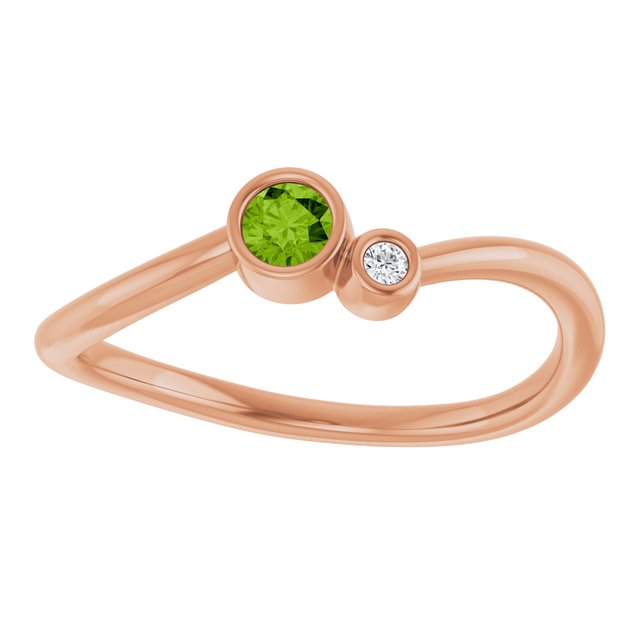 Accented Bezel-Set Gemstone Ring — 14K Rose Gold