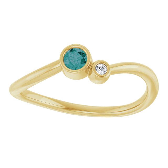Lab-Grown Alexandrite Round Accented Bezel-Set Ring in 14K Yellow Gold