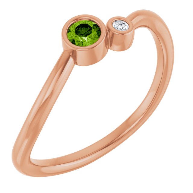 Accented Bezel-Set Gemstone Ring — 14K Rose Gold