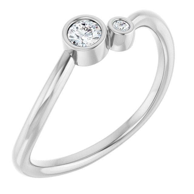 Accented Bezel-Set Diamond Ring — Sterling Silver