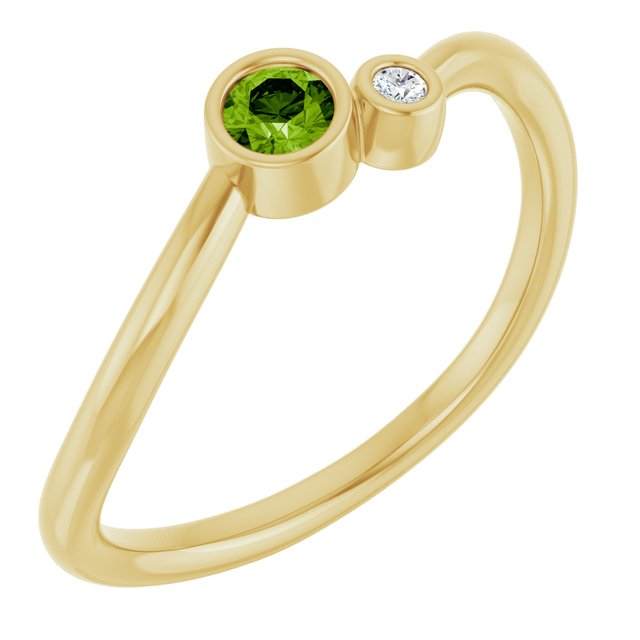 Accented Bezel-Set Gemstone Ring — 14K Yellow Gold