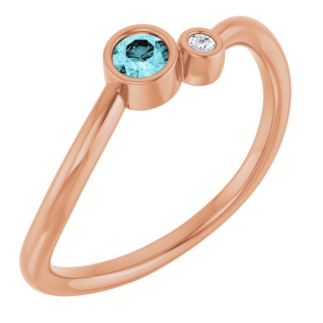 Accented Bezel-Set Gemstone Ring — 14K Rose Gold
