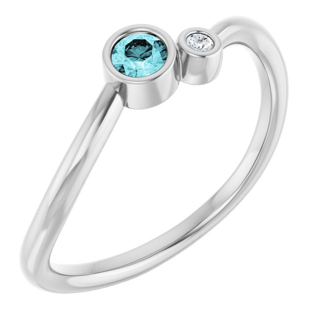 Accented Bezel-Set Gemstone Ring — 14K White Gold