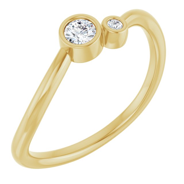 Accented Bezel-Set Diamond Ring — 14K Yellow Gold