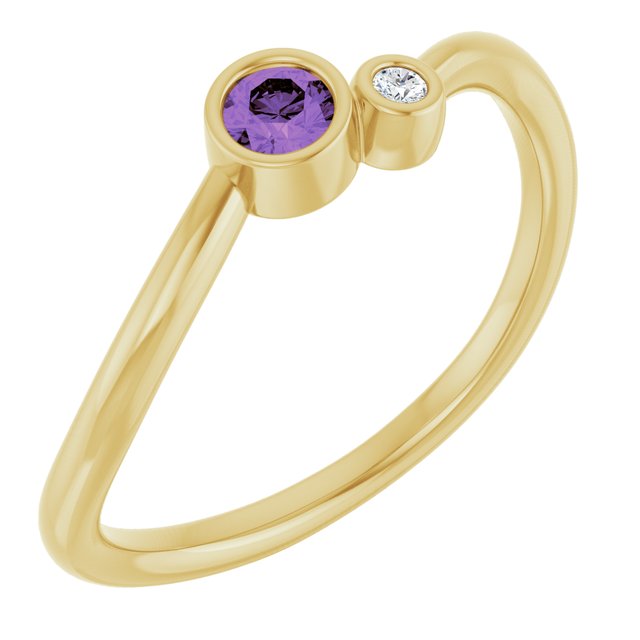 Accented Bezel-Set Gemstone Ring — 14K Yellow Gold
