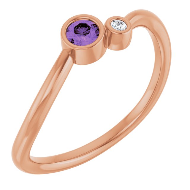 Accented Bezel-Set Gemstone Ring — 14K Rose Gold