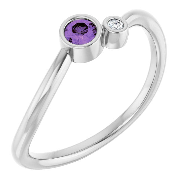 Accented Bezel-Set Gemstone Ring — Platinum