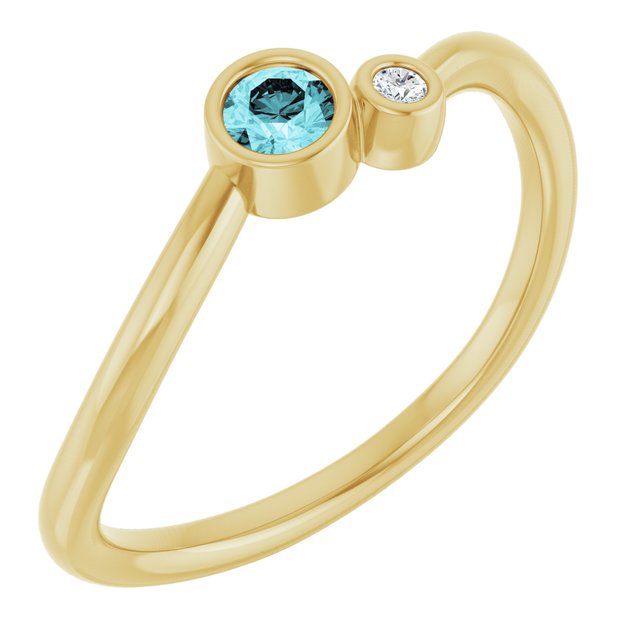 Accented Bezel-Set Gemstone Ring — 14K Yellow Gold