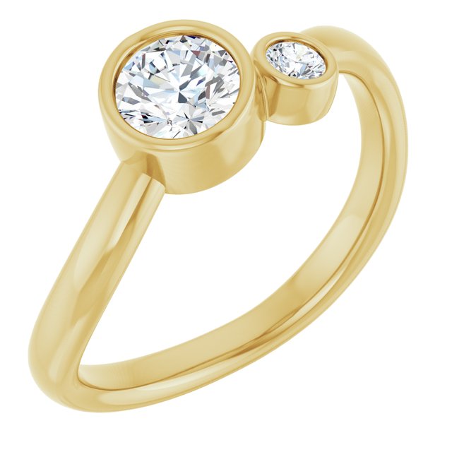 Accented Bezel-Set Diamond Ring — 14K Yellow Gold