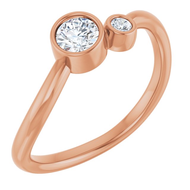 Accented Bezel-Set Diamond Ring — 14K Rose Gold