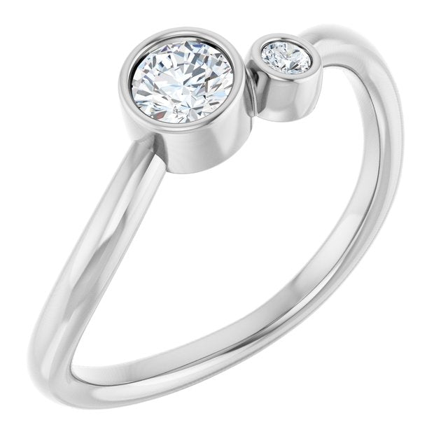Accented Bezel-Set Diamond Ring — Sterling Silver