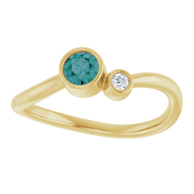 Lab-Grown Alexandrite Round Accented Bezel-Set Ring in 14K Yellow Gold
